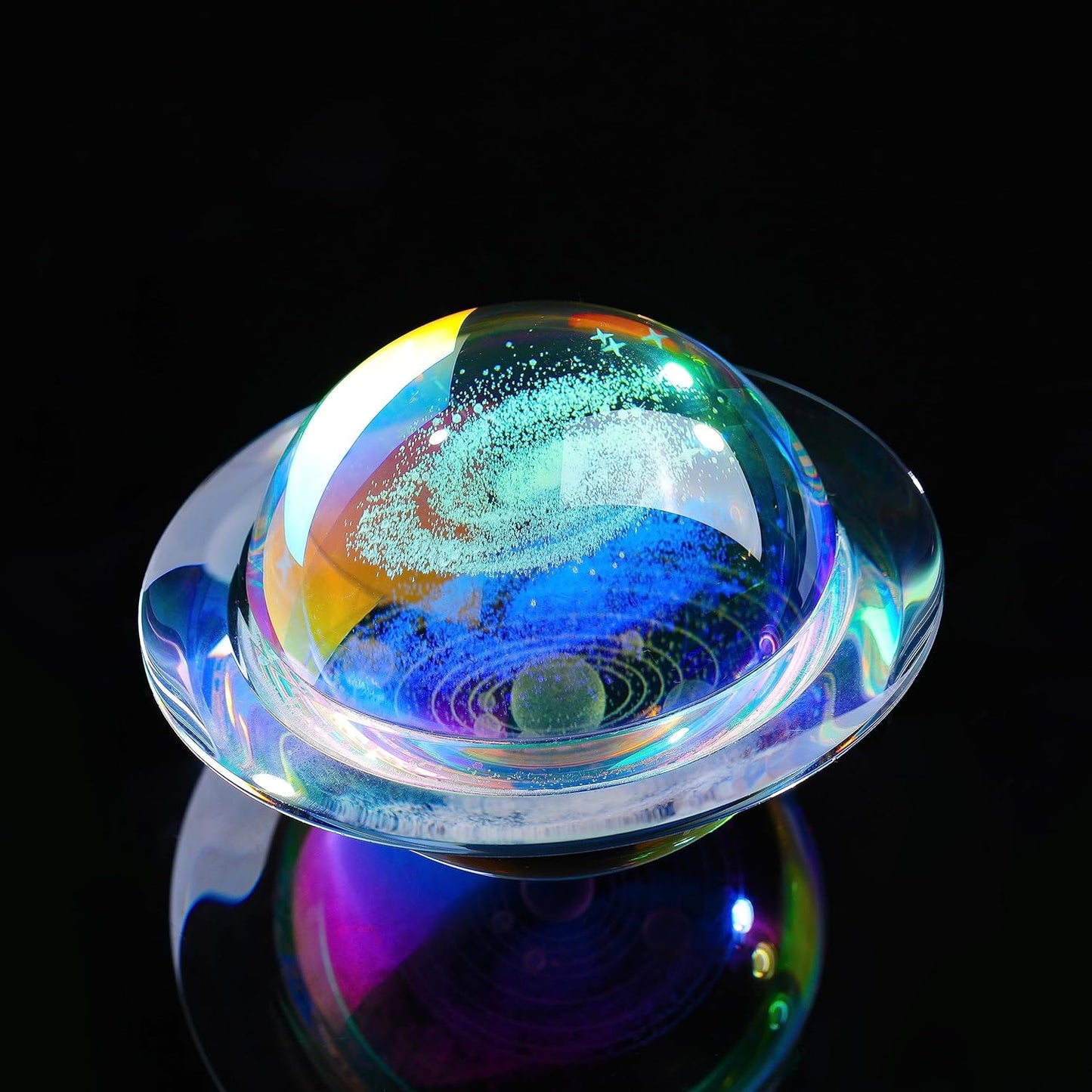 3d Solar System Model Crystal Ball 80mm 3.15inch - Outer Space Astronomy Gifts Room Decor Crystal Sphere Unique Gifts For Men Him Best Birthday Dad Physics Science Teacher Night Light Planet Lamp