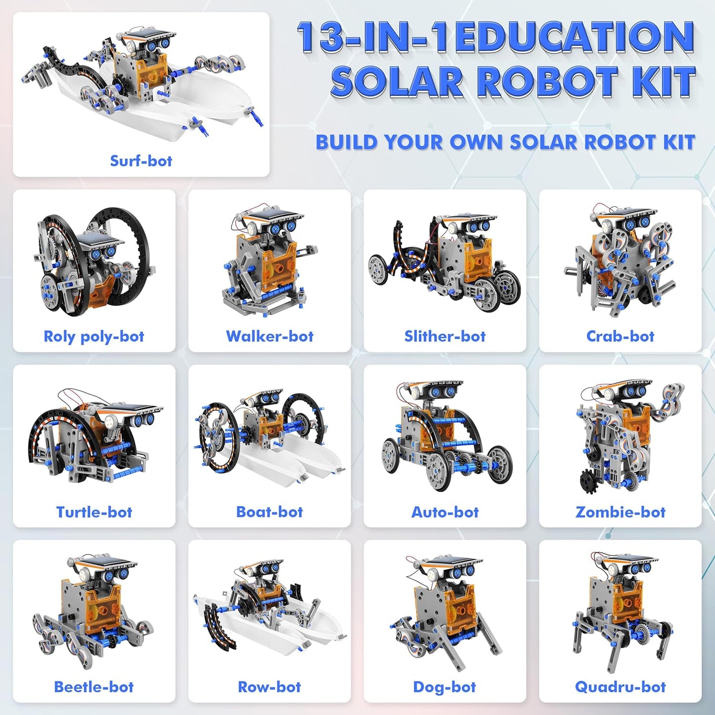 STEM 13-in-1 Education Solar Power Robots Toys for Boys Age 8+, Educational Toy DIY Science Kits for Kids, Building Experiment Robotics Set Birthday Gifts for 8+ Years Old Boys and Girls