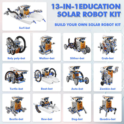STEM 13-in-1 Education Solar Power Robots Toys for Boys Age 8+, Educational Toy DIY Science Kits for Kids, Building Experiment Robotics Set Birthday Gifts for 8+ Years Old Boys and Girls