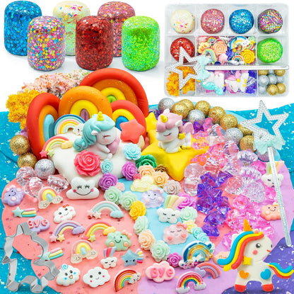 SIMPLIPLAY Mermaid Sensory Kit, 18oz 6 Pcs Glitter Doughs with Accessories(150 Pcs+), Non-Toxic Play Dough Set, Sensory Dough Kit for Toddlers 3 4 5 6 Year Old with Cutter, Mermaid Toys