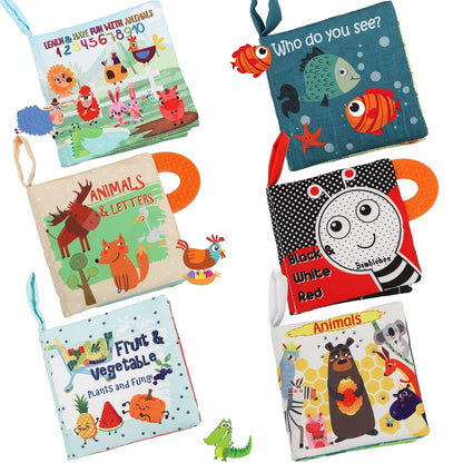 Baby Books Toys Gifts, Touch and Feel Cloth Crinkle Books for Babies,Infant Toddler Baby 0-3-6-12-18 Months,Early Learning Toys 6 to 12 Months 1-2 Years Old, Easter Shower Gift for Boys Girls,4 PCS