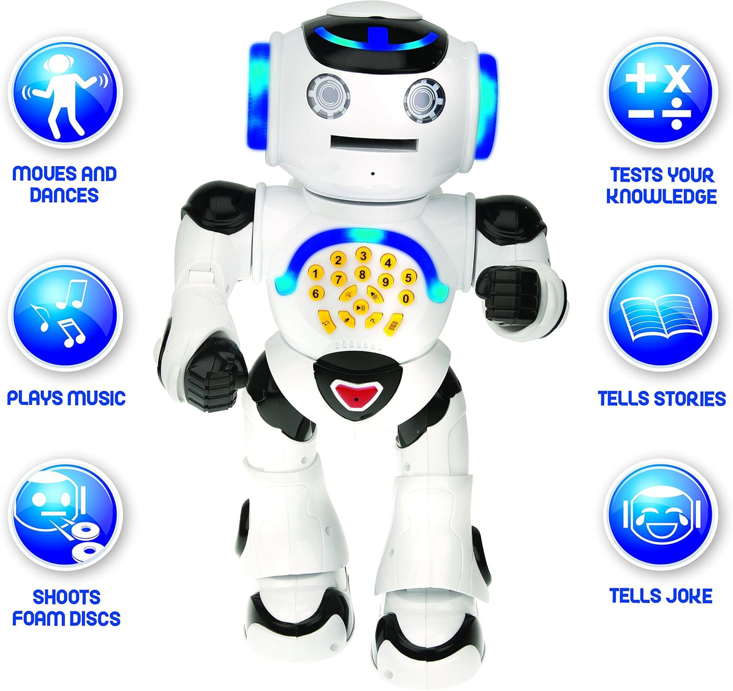 LEXiBOOK, Powerman Neo, My Robot Full of Technology, Remote Control and Gesture Control, Educational Activities in English, Programmable, Music and Dance, Sound and Light Effects, Blue/White, ROB18EN