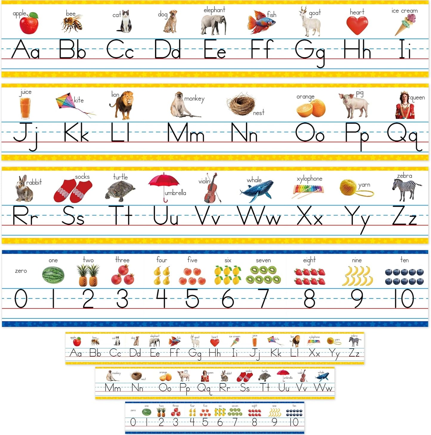 Alphabet Bulletin Board Set, 15 PCS Crayon Die-Cut ABC Wall Decorations 26 Upper & Lower Case Letters Plus 0-20 Numbers for Preschool, Kindergarten Classroom Playroom Bedroom Decorations