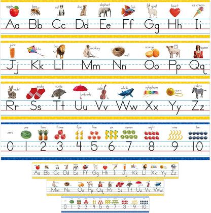 Alphabet Bulletin Board Set, 15 PCS Crayon Die-Cut ABC Wall Decorations 26 Upper & Lower Case Letters Plus 0-20 Numbers for Preschool, Kindergarten Classroom Playroom Bedroom Decorations