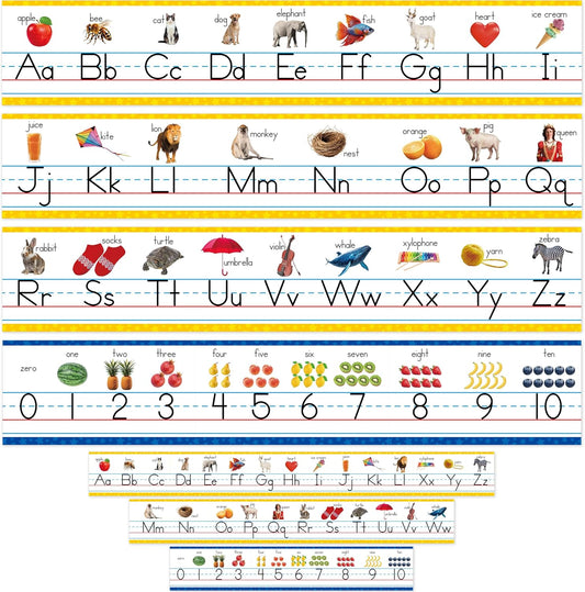 Alphabet Bulletin Board Set, 15 PCS Crayon Die-Cut ABC Wall Decorations 26 Upper & Lower Case Letters Plus 0-20 Numbers for Preschool, Kindergarten Classroom Playroom Bedroom Decorations