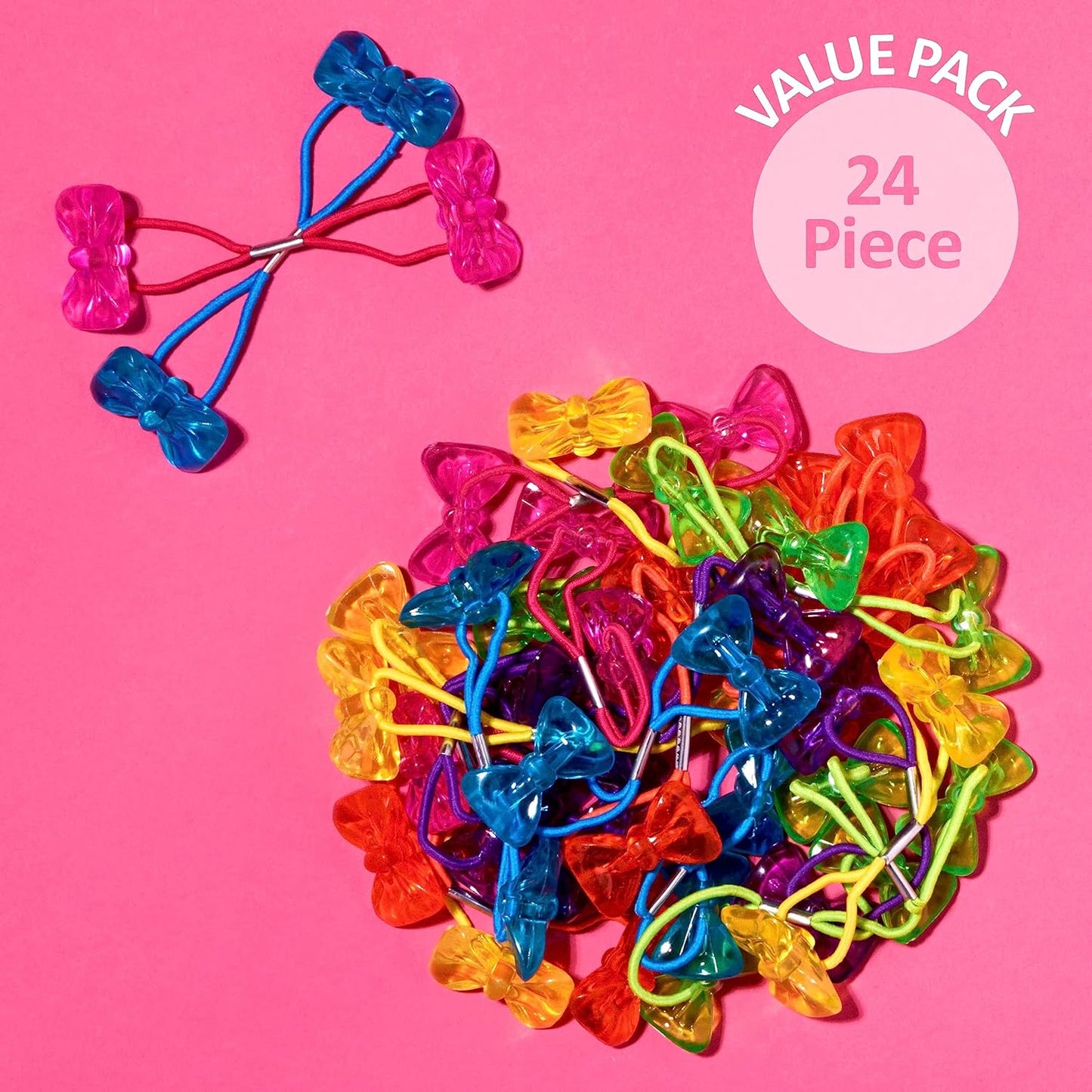 20pc Ponytailers Balls Elastics 18mm Round Opaque Multicolored Twin Beads Bauble Holders Toddler Kids Braiding Styling