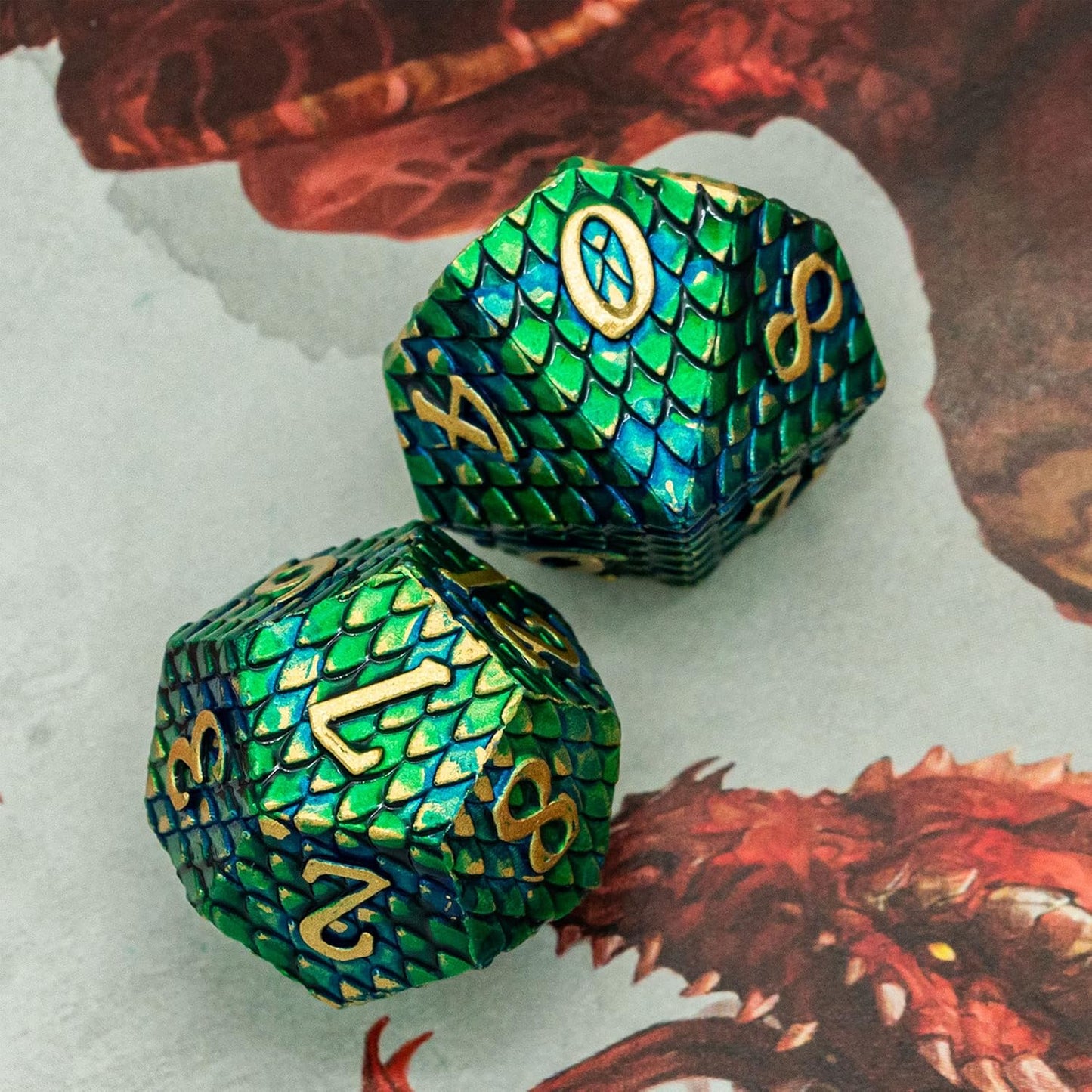UDIXI Steampunk Metal Dice Set, 7 Die Polyhedral DND Dice Set for D&D Role Playing Game and Math Teaching (Ancient Copper)