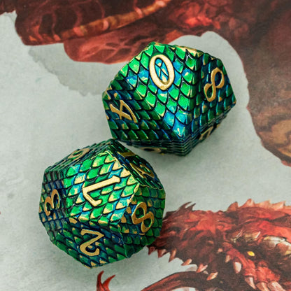 UDIXI Steampunk Metal Dice Set, 7 Die Polyhedral DND Dice Set for D&D Role Playing Game and Math Teaching (Ancient Copper)