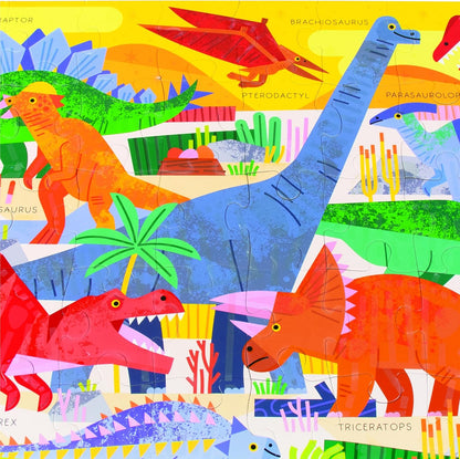 Chuckle & Roar Dinosaur Glow Floor Puzzle 50 Piece Kids Puzzle - Giant 2 x 3 Foot Glow in The Dark Preschool Puzzle - Large Pieces for Ages 4+ - Educational Dinosaur Puzzle for Screen Free Time