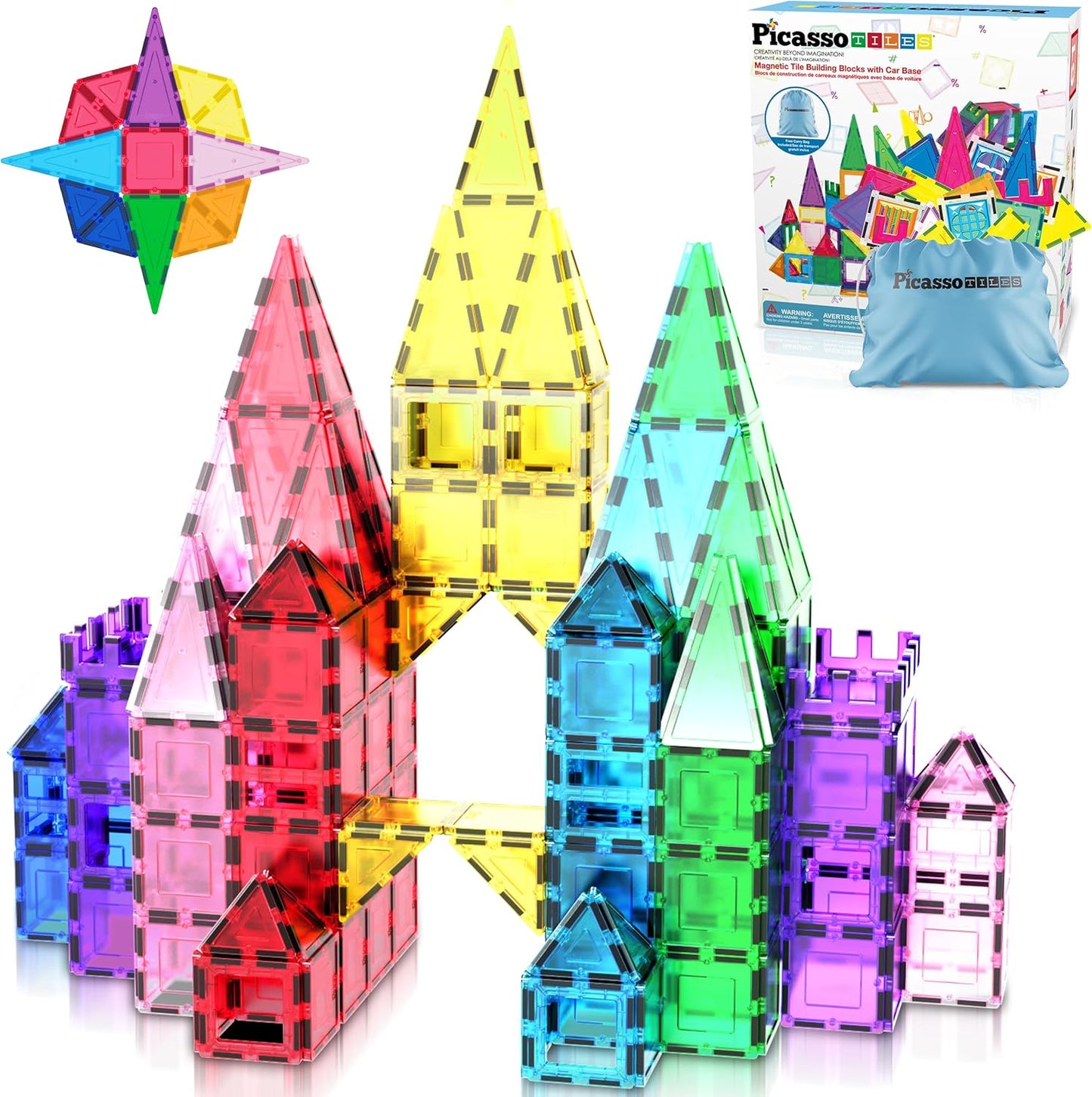 PicassoTiles Window and Door Clip On Magnetic Blocks Magnet Tiles Magnets Building Tile Construction Toy Set STEM Education Toys Learning Kit Stacking Block Playset Boys & Girls Age 3+ PT30