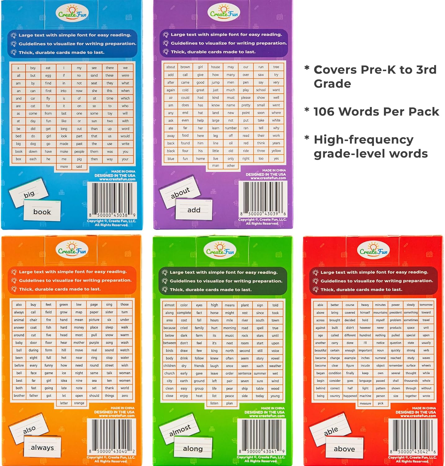 106 Sight Words Flash Cards Pre K for Ages 3-4, Dolch & Fry Sight Word Reading Games, Homeschool Supplies for Preschool with 7 Educational Game Ideas