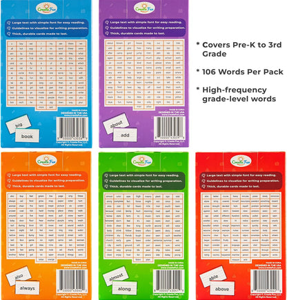 106 Sight Words Flash Cards Pre K for Ages 3-4, Dolch & Fry Sight Word Reading Games, Homeschool Supplies for Preschool with 7 Educational Game Ideas