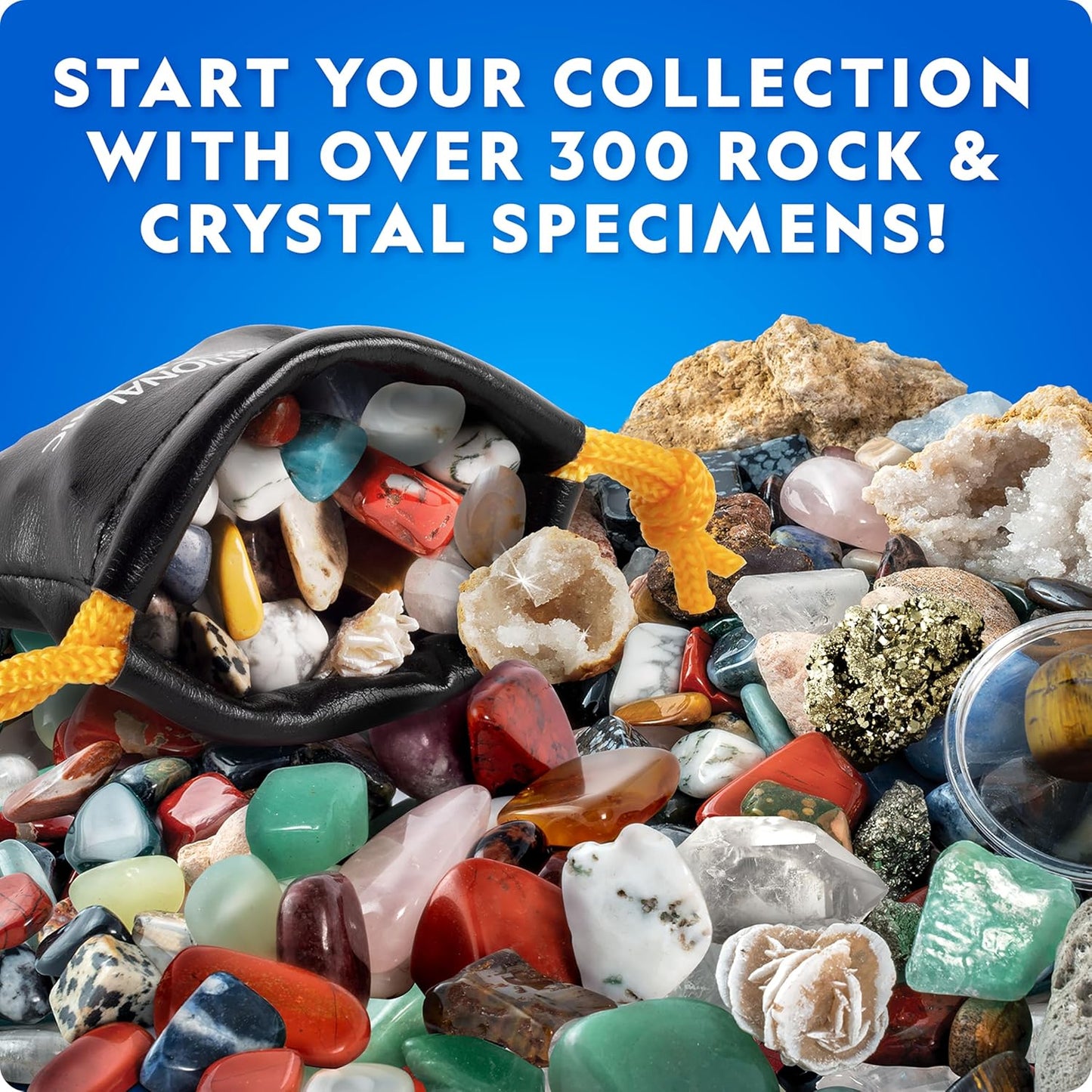 National Geographic Rock Collection Box for Kids – 300+ Piece Gemstones and Crystals Set Includes Geodes and Real Crystals, Rocks and Minerals, Science Kit for Kids, A Geology Gift for Boys and Girls