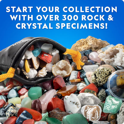 National Geographic Rock Collection Box for Kids – 300+ Piece Gemstones and Crystals Set Includes Geodes and Real Crystals, Rocks and Minerals, Science Kit for Kids, A Geology Gift for Boys and Girls