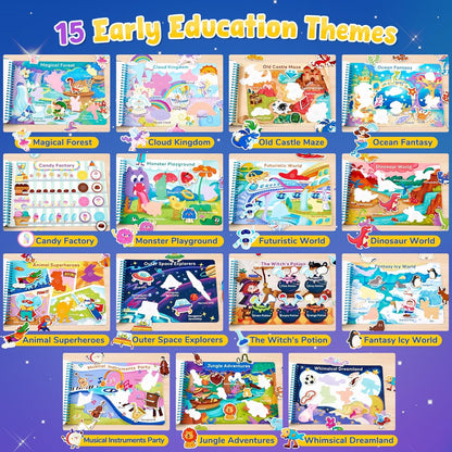 JoyCat Preschool Busy Book for Toddlers 3-5, Dual-Language Learning Activities, Educational Sensory Toys, Autism Learning Materials for Boys & Girls, English and Spanish Version
