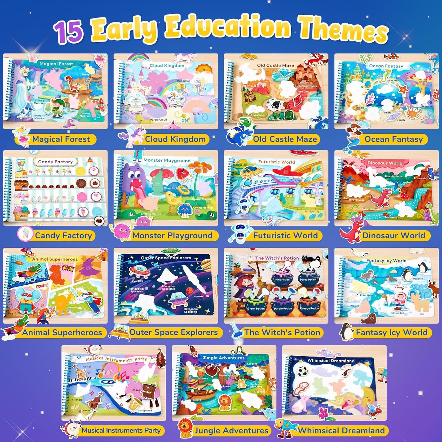 JoyCat Preschool Busy Book for Toddlers 3-5, Dual-Language Learning Activities, Educational Sensory Toys, Autism Learning Materials for Boys & Girls (Daily Life)