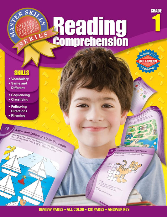Carson Dellosa Reading Comprehension 1st Grade Workbook, Vocabulary, Rhyming, Sequencing, Classifying, and More Skills, Classroom or Homeschool Curriculum (Master Skills)