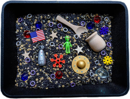 Open Ended Toys: Space Sensory Bin, Space Toys, Outer Space Toys, Sensory Bin Filler, Sensory Bin Kit, Sensory Play, Sensory Play Set, Montessori Toys, Preschool Toys (No Plastic Tray)