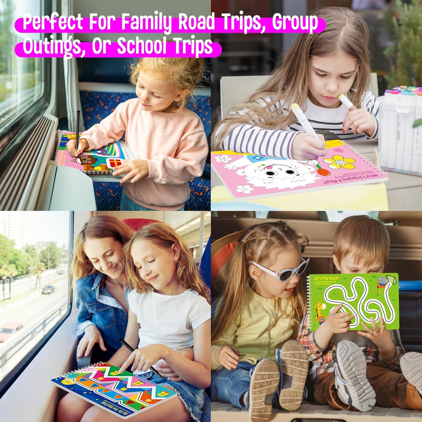 Logic Puzzles Game Pad, 30 Reusable & Erasable Logical Thinking Games-Sudoku, Scavenger Hunt, Math Games, Dry Erase Brain-Boosting Puzzles Activities Pad for Kids, Road Trip, Airplane & Car Travel