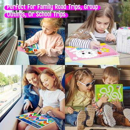Logic Puzzles Game Pad, 30 Reusable & Erasable Logical Thinking Games-Sudoku, Scavenger Hunt, Math Games, Dry Erase Brain-Boosting Puzzles Activities Pad for Kids, Road Trip, Airplane & Car Travel