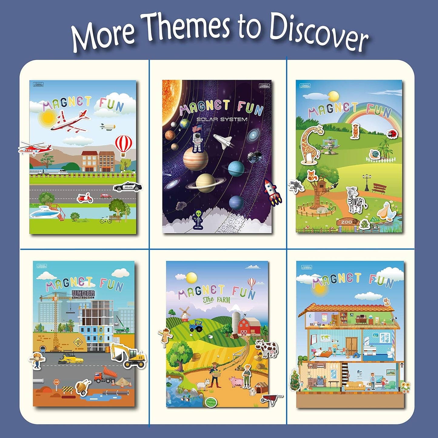 Magnetic Portable Playboard Cute Zoo Ainimal Magnets Create Scene for Learning Travel Toy (51 Pcs)
