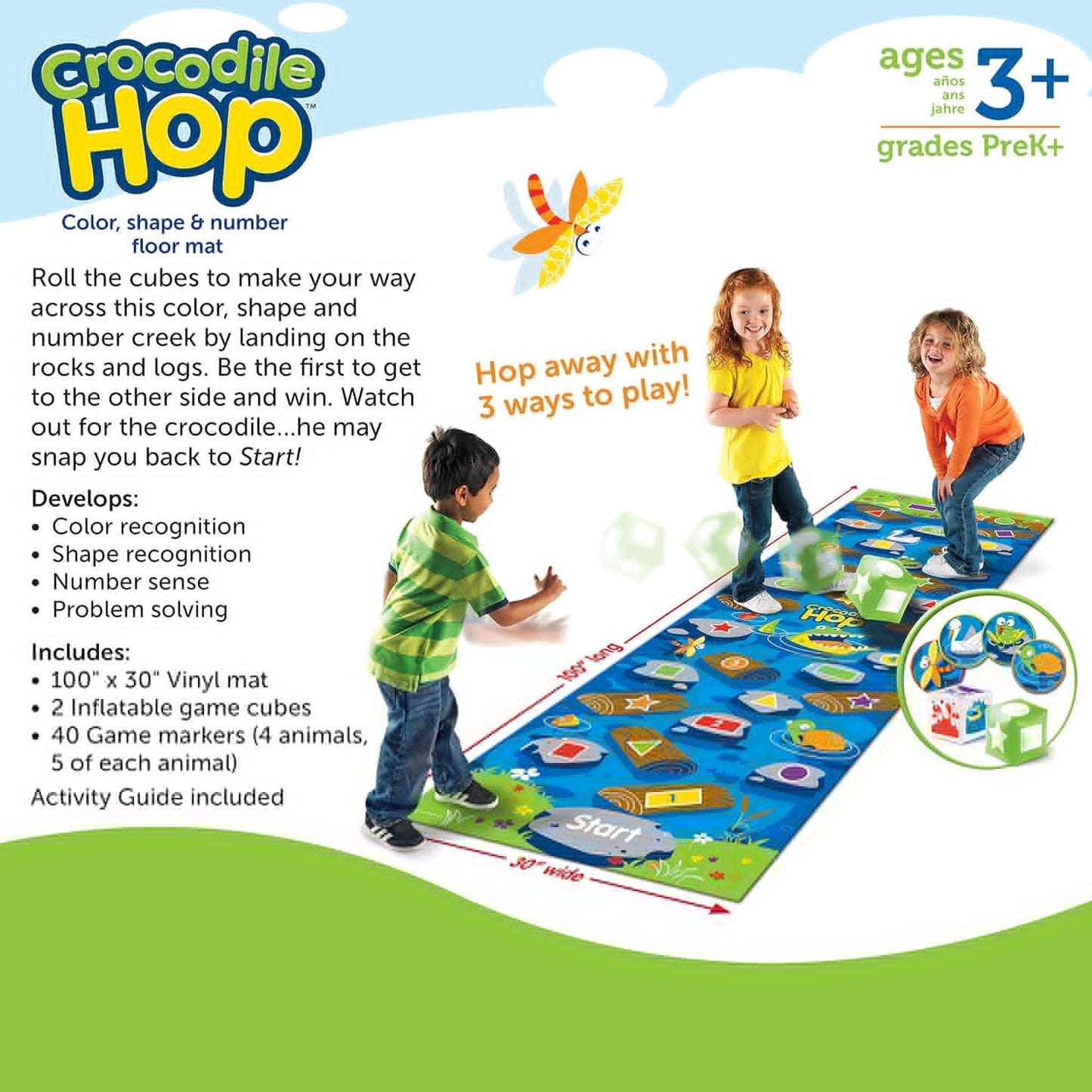 Learning Resources Crocodile Hop Floor Game - Ages 3+ Indoor Games for Toddlers, Gross Motor Skills Toys for Kids, Preschool Learning Activities