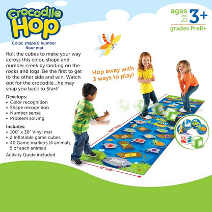 Learning Resources Crocodile Hop Floor Game - Ages 3+ Indoor Games for Toddlers, Gross Motor Skills Toys for Kids, Preschool Learning Activities
