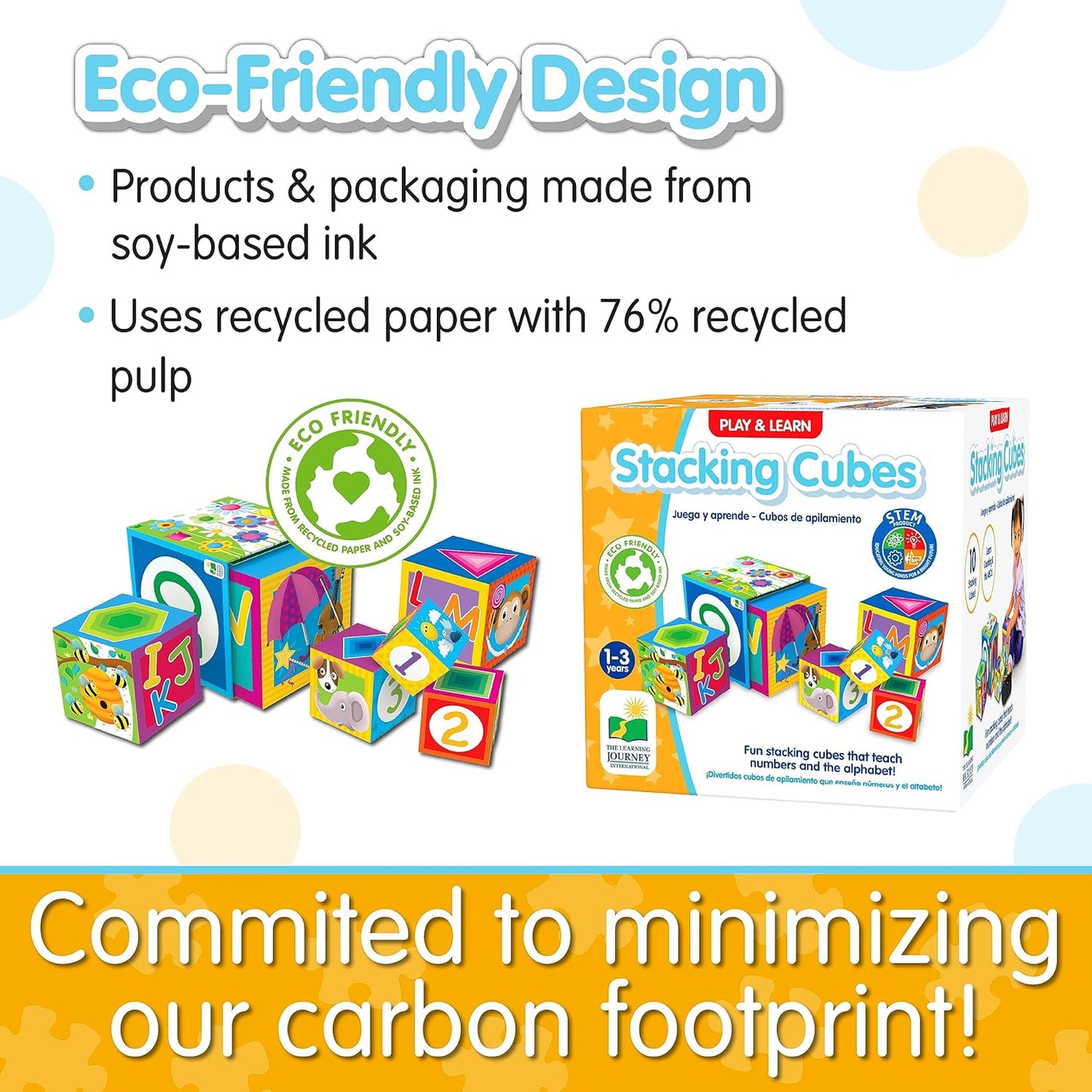 Learning Journey International LLC Play & Learn - Stacking Cubes - STEM Toddler Toys & Gifts for Boys & Girls Ages 12 Months and Up - Mind Building Developmental Learning Toy, Multi (100257)