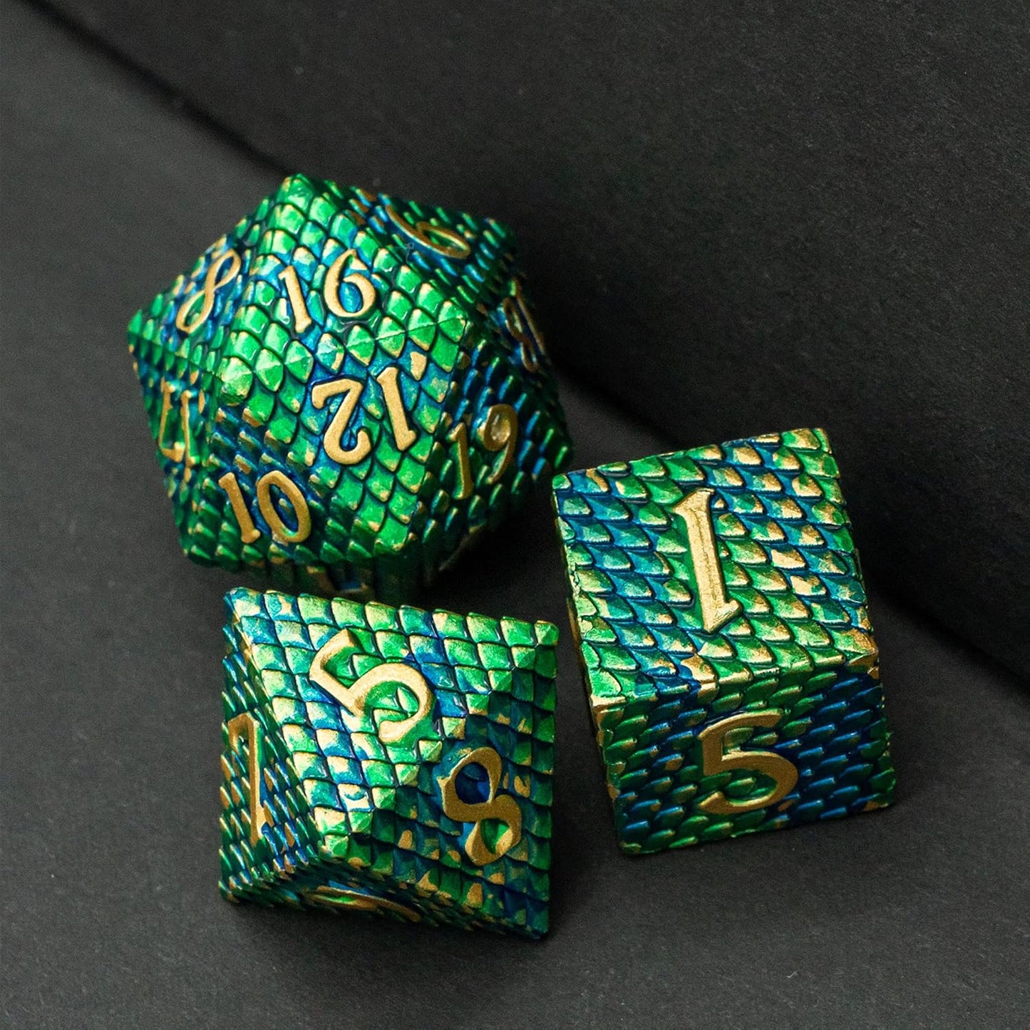 UDIXI Steampunk Metal Dice Set, 7 Die Polyhedral DND Dice Set for D&D Role Playing Game and Math Teaching (Ancient Copper)