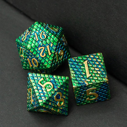 UDIXI Steampunk Metal Dice Set, 7 Die Polyhedral DND Dice Set for D&D Role Playing Game and Math Teaching (Ancient Copper)