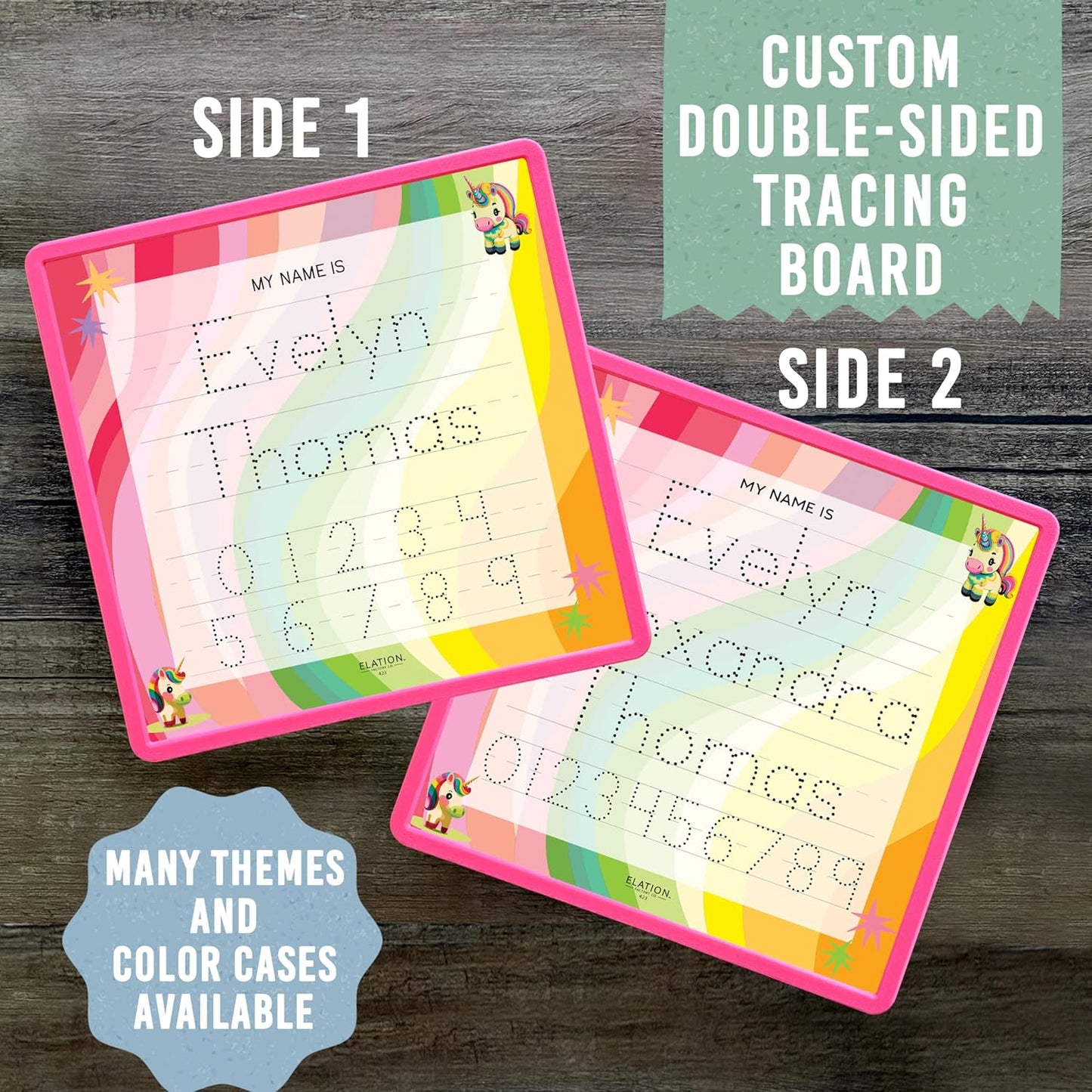 Kid's Name Tracing Board | Dry Erase Letter Tracing | Reusable Name Alphabet Tracing| Number Tracing | Personalized | Baby Unicorn Theme