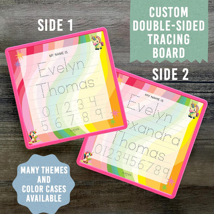 Kid's Name Tracing Board | Dry Erase Letter Tracing | Reusable Name Alphabet Tracing| Number Tracing | Personalized | Baby Unicorn Theme