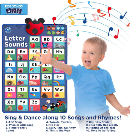 LEARNING BUGS Press to Learn Phonics, Interactive Letters and Sounds Talking Poster, Preschool & Kindergarten Learn to Read, Ages 3+