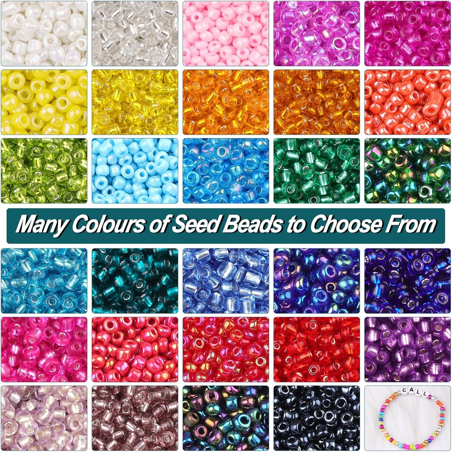 10100 Pcs Size 11/0 Glass Seed Beads, 2 mm Dark Green Small Mini Spacer Loose Pony Beads for Jewelry Making and DIY Crafts - Colors A