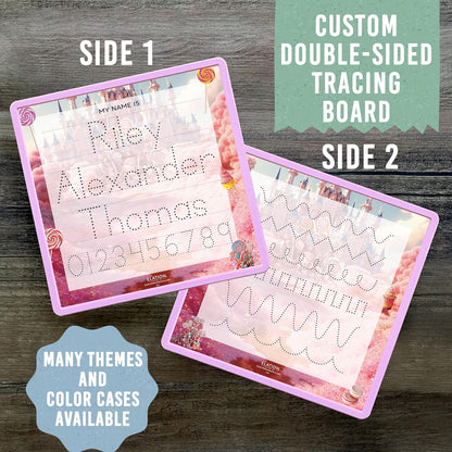 Kid's Name Tracing Board | Dry Erase Letter Tracing | Reusable Name Board | Alphabet Letters | Personalized | Candy Theme