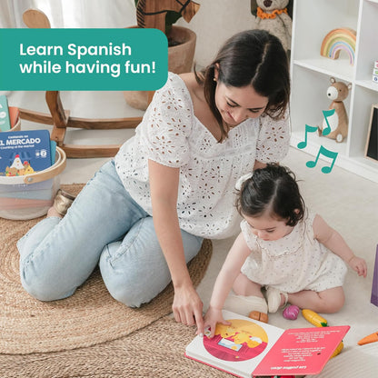Binibi Spanish Musical Book for Babies & Toddlers 1-3 Los Pollitos Dicen & Other Nursery Rhymes | Spanish Learning for Kids | Bilingual Children's Book | Libro en español para bebés