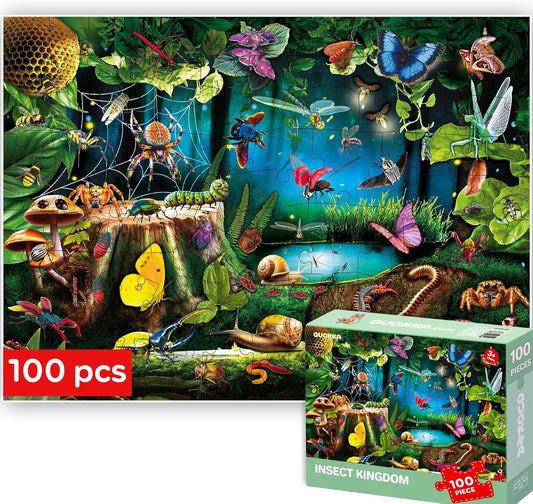 QUOKKA 100 Piece Puzzles for Kids Ages 4-6 – Floor Kids Puzzles Ages 6-8 Year Old – Toy for Learning Forest Animals for 8-10 yo – Jigsaw Toddler Game for Boy and Girl 3-5