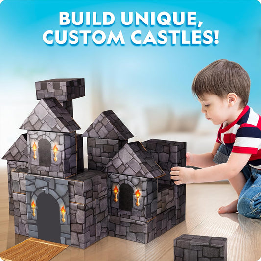 NATIONAL GEOGRAPHIC Kids Jumbo Cardboard Building Blocks – 40 Heavy-Duty Bricks in 3 Sizes, Build & Learn with Game Spinner & Activity Cards for Kids 3+, Indoor Play Construction Toy for STEM Learning