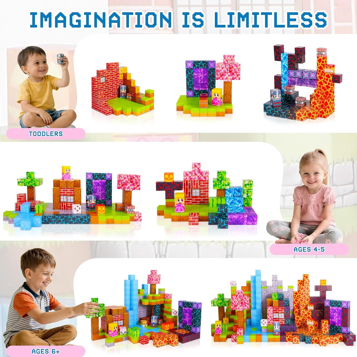 Magnetic Building Blocks for Kids Magnet Build Cubes Toys Magnets STEM Montessori 150 PCS 0.8in Sensory Construction Game for Toddler Ages 3 4 5 6 7 8 9 10 Boys Girls Christmas Birthday Gifts