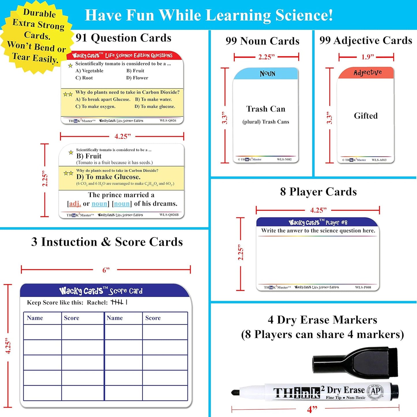 Think2Master Wacky Cards Practicing Math Including Addition, Subtraction & Multiplication.