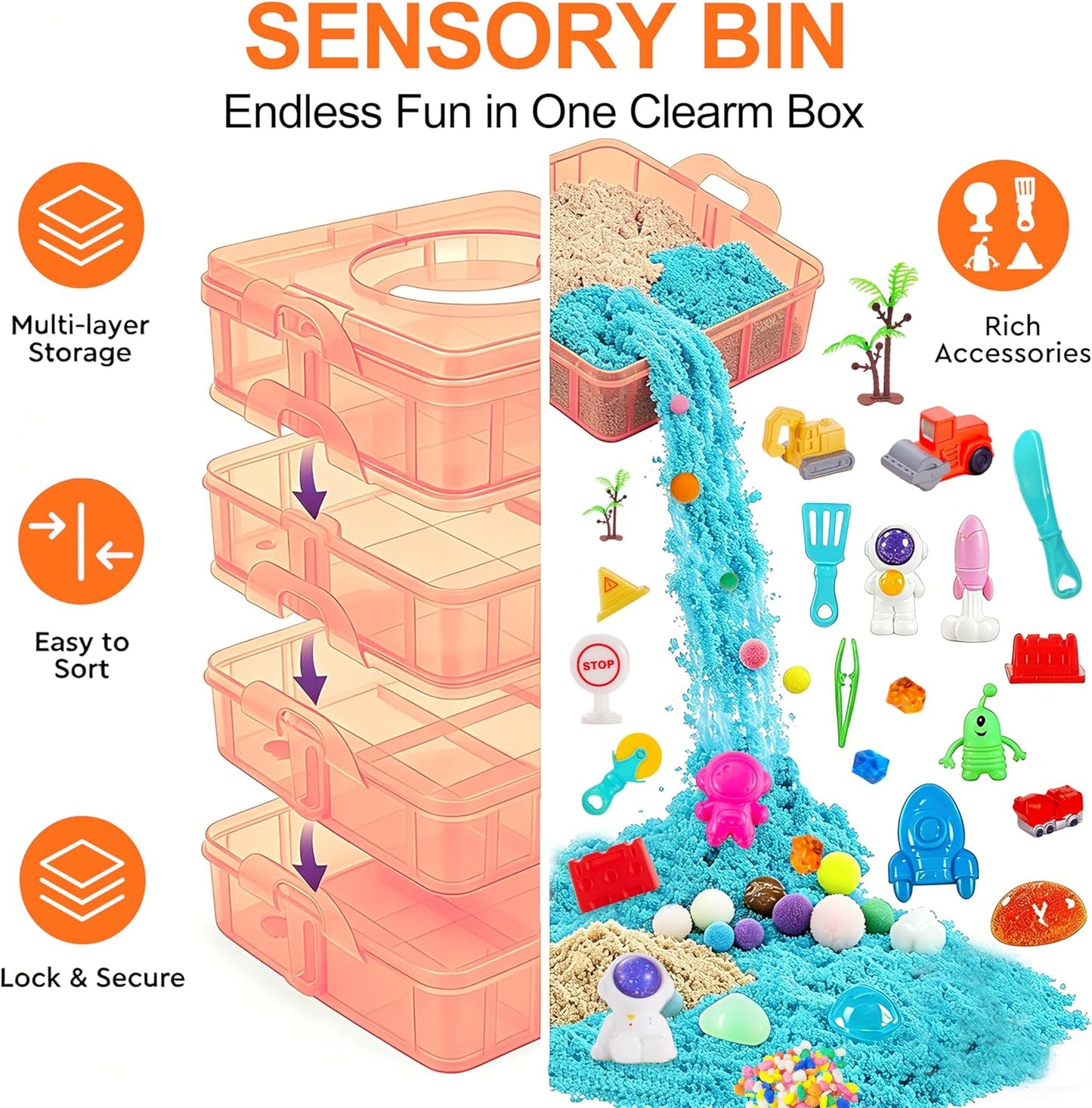 Dino & Ocean Sensory Bin, Dino & Ocean Sensory Toys with Play Sand for Toddlers Boys and Girls,Kids Toys Gift Sand Box for Age 3 4 5 6 7 8