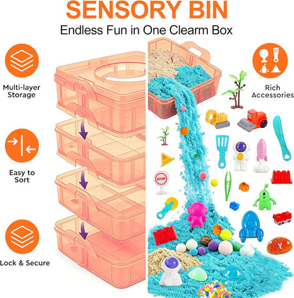 Dino & Ocean Sensory Bin, Dino & Ocean Sensory Toys with Play Sand for Toddlers Boys and Girls,Kids Toys Gift Sand Box for Age 3 4 5 6 7 8