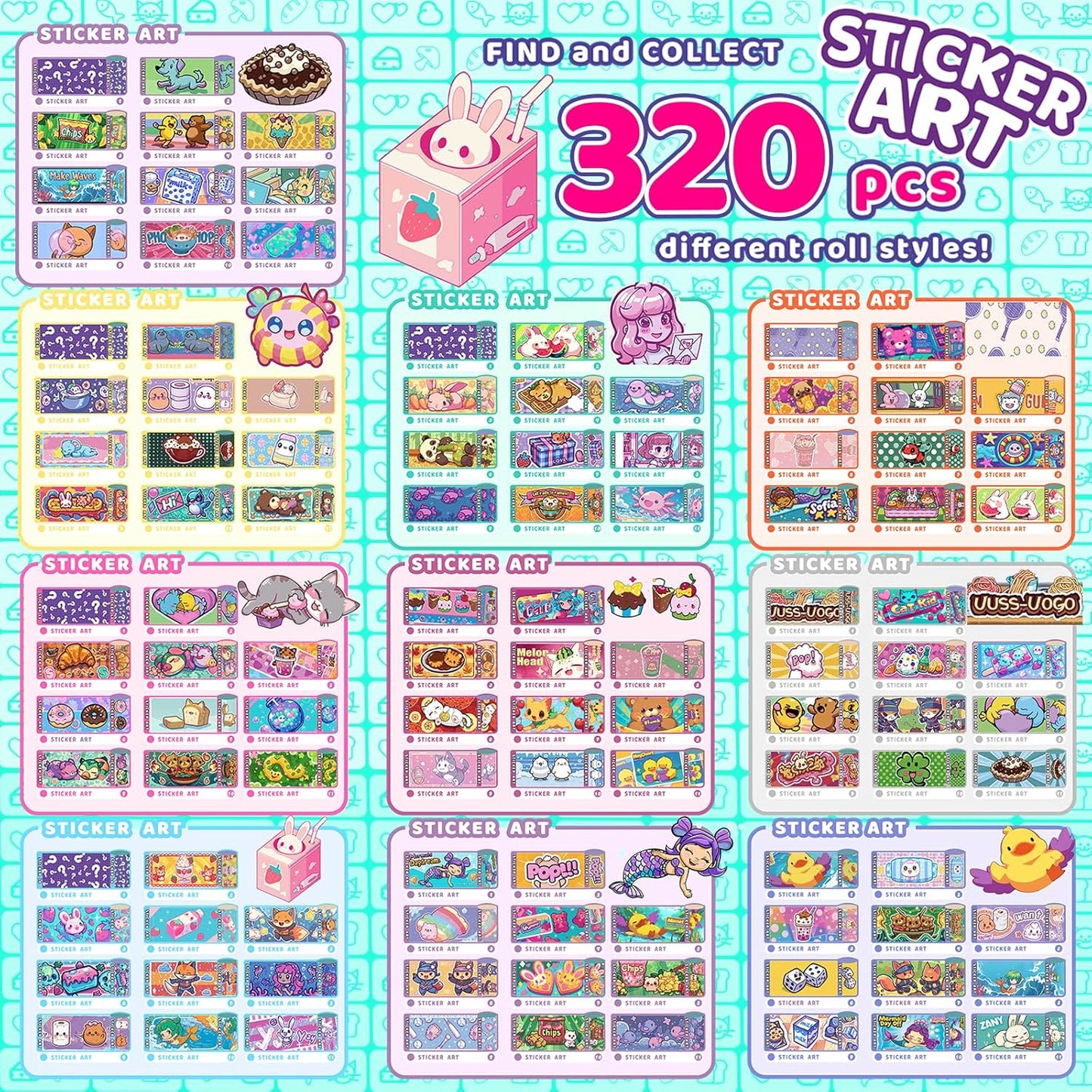 Plunack DIY Sticker Jewelry Making Kits Bracelets for Kids, Stickers Set, Includes Beads & Charms & Pendants, 320Pcs Mini Holographic Stickers, Bracelet Making Kit for Girls 6-12 Birthday Gift