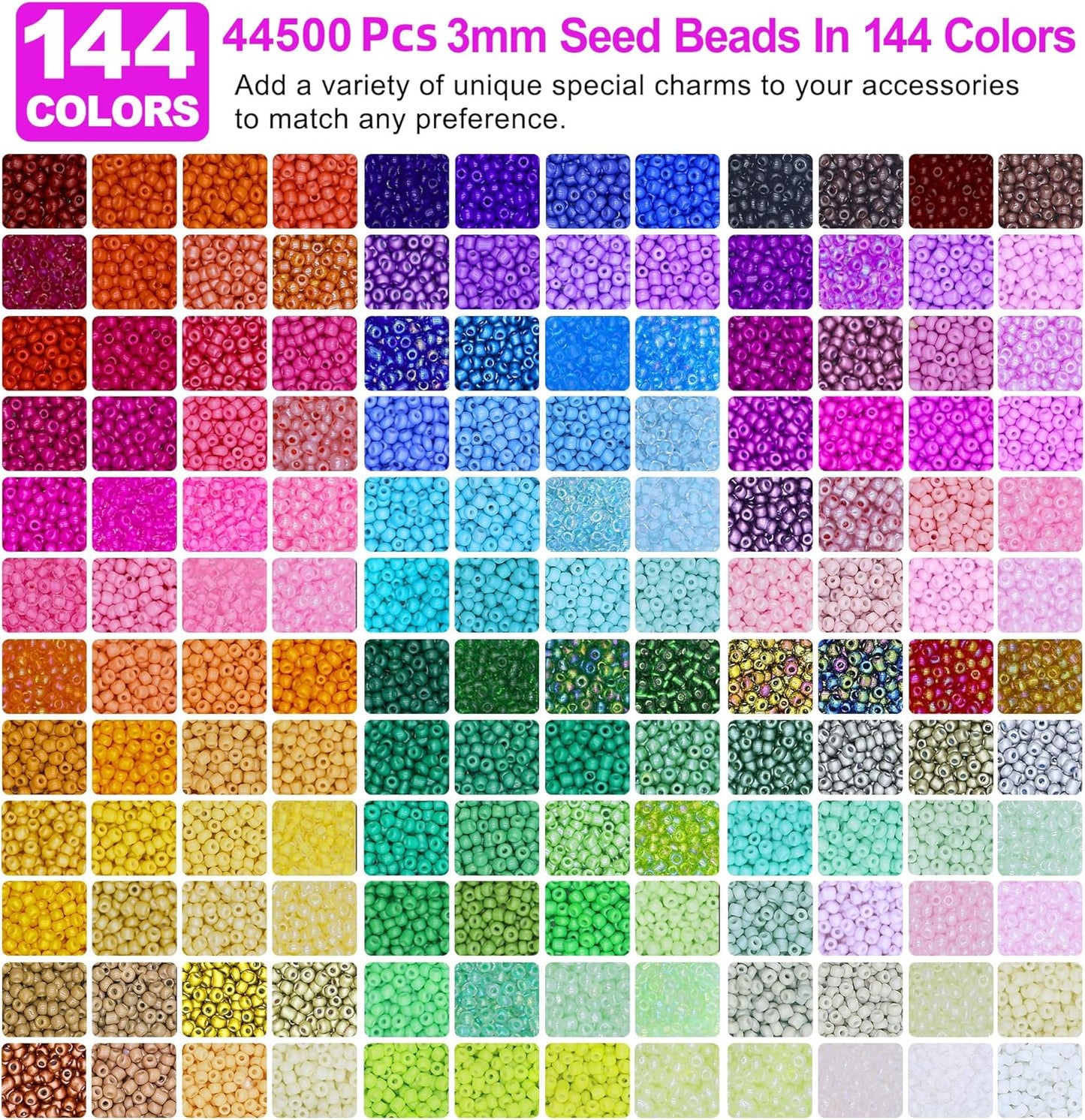 Redtwo 4mm Glass Seed Beads for Jewelry Bracelet Making Kit, Small Beads Friendship Bracelet Kit, Tiny Waist Beads with Letter Beads and Elastic String, DIY Art Craft Girls Gifts