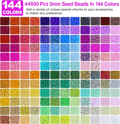 Redtwo 4mm Glass Seed Beads for Jewelry Bracelet Making Kit, Small Beads Friendship Bracelet Kit, Tiny Waist Beads with Letter Beads and Elastic String, DIY Art Craft Girls Gifts
