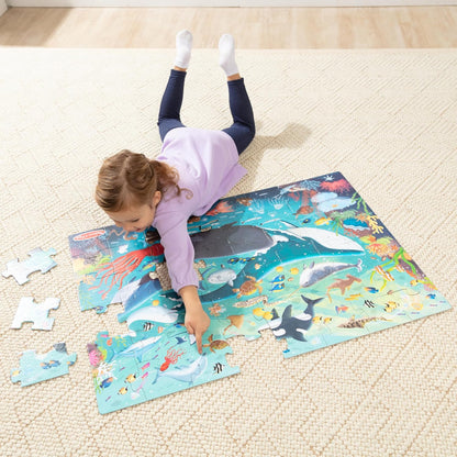 Melissa & Doug Underwater Jumbo Floor Puzzle, 48-Piece Ocean-Themed Jigsaw Puzzle with Sea Animals and Illustrated Guide, 3 x 2 Foot Kids Puzzles for Toddlers Ages 3+