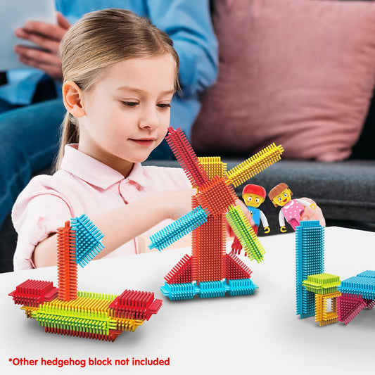 PicassoTiles 120pcs Hedgehog Interlocking Building Blocks Tiles Construction Toy Set Learning Playset STEAM Development Preschool Kindergarten Toy for Kids Age3+ PTB120