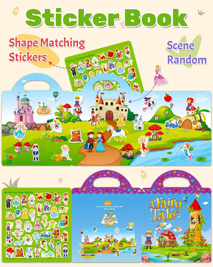 Benresive Reusable Sticker Books for Toddlers, Fun Travel Stickers for Kids, Toddler Sticker Book, Crafts Activities for Toddlers, 3 and Up Birthady Gifts - Vehicle