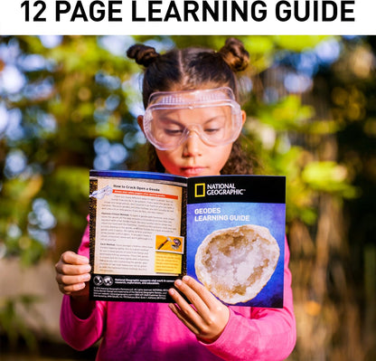 NATIONAL GEOGRAPHIC Break Open 2 Geodes Science Kit – Includes Goggles, Detailed Learning Guide and Display Stand - Great STEM Science gift for Mineralogy and Geology enthusiasts of any age