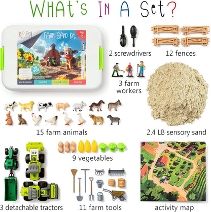 Kipipol Sensory bin - 29 pcs Ice Cream Toy Shop Play Sand Kit with 9 Ice Cream Sand Toys, 1.7 LB Moon Sand for Kids, Sandbox with A Lid - Pretend Play Sensory Toys for Girls and Boys Age 3-5 and Up